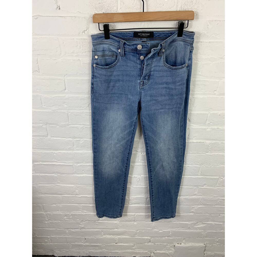 Liverpool Women's Relaxed Fit Mid Rise Skinny Ankle Jeans Denim Blue Size 2